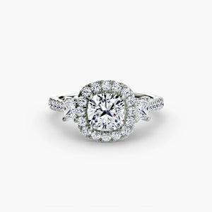 Three - Stone Ring with Halo 2 - The Independent CollectiveThree - Stone Ring with Halo 2 