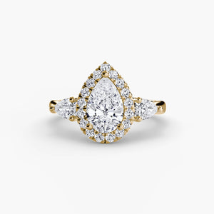 Three - Stone Ring with Halo - The Independent CollectiveThree - Stone Ring with Halo 