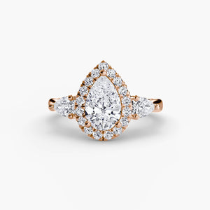 Three - Stone Ring with Halo - The Independent CollectiveThree - Stone Ring with Halo 