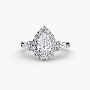 Three - Stone Ring with Halo - The Independent CollectiveThree - Stone Ring with Halo 