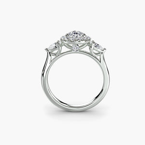 Three - Stone Ring with Halo - The Independent CollectiveThree - Stone Ring with Halo 