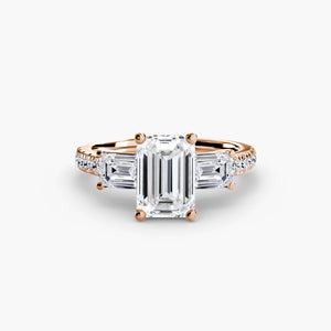 Three - Stone Ring with Pavé Band 4 - The Independent CollectiveThree - Stone Ring with Pavé Band 4 
