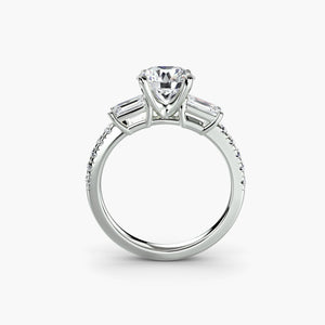 Three - Stone Ring with Pavé Band 4 - The Independent CollectiveThree - Stone Ring with Pavé Band 4 