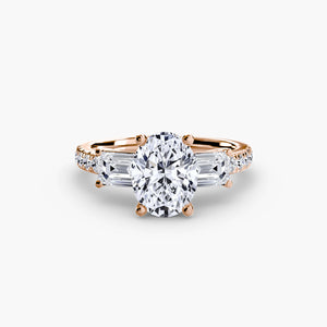 Three - Stone Ring with Pavé Band 4 - The Independent CollectiveThree - Stone Ring with Pavé Band 4 