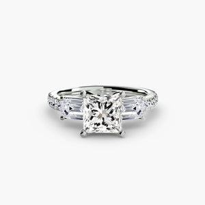 Three - Stone Ring with Pavé Band 4 - The Independent CollectiveThree - Stone Ring with Pavé Band 4 