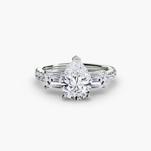 Three - Stone Ring with Pavé Band 4 - The Independent CollectiveThree - Stone Ring with Pavé Band 4 