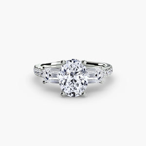 Three - Stone Ring with Pavé Band 4 - The Independent CollectiveThree - Stone Ring with Pavé Band 4 