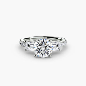 Three - Stone Ring with Pavé Band 4 - The Independent CollectiveThree - Stone Ring with Pavé Band 4 