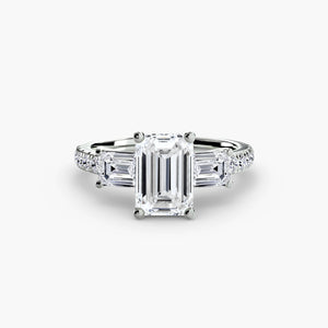 Three - Stone Ring with Pavé Band 4 - The Independent CollectiveThree - Stone Ring with Pavé Band 4 