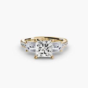 Three - Stone Ring with Pavé Band 4 - The Independent CollectiveThree - Stone Ring with Pavé Band 4 