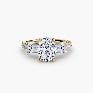 Three - Stone Ring with Pavé Band 4 - The Independent CollectiveThree - Stone Ring with Pavé Band 4 