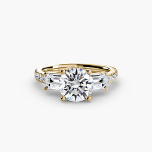 Three - Stone Ring with Pavé Band 4 - The Independent CollectiveThree - Stone Ring with Pavé Band 4 