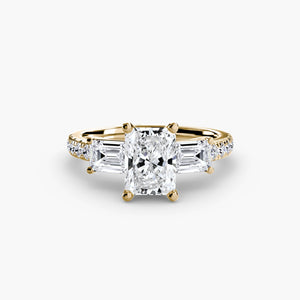 Three - Stone Ring with Pavé Band 4 - The Independent CollectiveThree - Stone Ring with Pavé Band 4 
