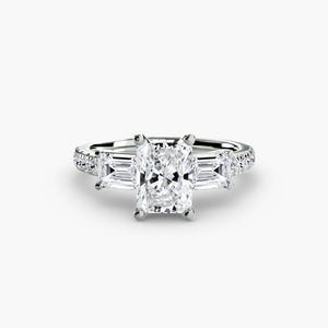 Three - Stone Ring with Pavé Band 4 - The Independent CollectiveThree - Stone Ring with Pavé Band 4 