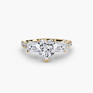 Three - Stone Ring with Pavé Band 4 - The Independent CollectiveThree - Stone Ring with Pavé Band 4 