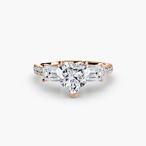Three - Stone Ring with Pavé Band 4 - The Independent CollectiveThree - Stone Ring with Pavé Band 4 