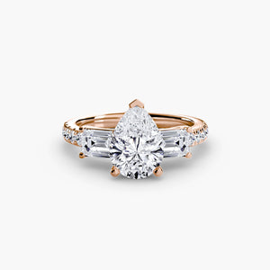Three - Stone Ring with Pavé Band 4 - The Independent CollectiveThree - Stone Ring with Pavé Band 4 