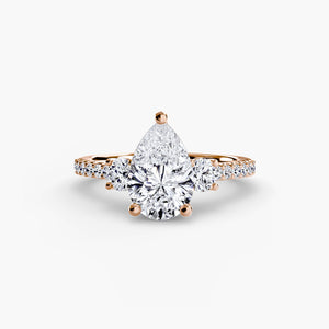 Three - Stone Ring with Pavé Band 5 - The Independent CollectiveThree - Stone Ring with Pavé Band 5 