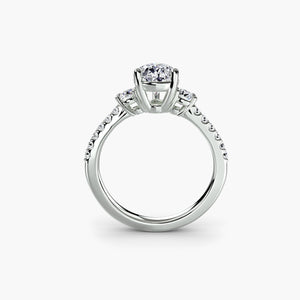 Three - Stone Ring with Pavé Band 5 - The Independent CollectiveThree - Stone Ring with Pavé Band 5 