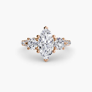Three - Stone with Pavé Band 3 - The Independent CollectiveThree - Stone with Pavé Band 3 