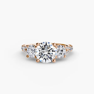 Three - Stone with Pavé Band 3 - The Independent CollectiveThree - Stone with Pavé Band 3 