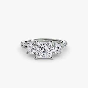 Three - Stone with Pavé Band 3 - The Independent CollectiveThree - Stone with Pavé Band 3 