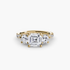 Three - Stone with Pavé Band 3 - The Independent CollectiveThree - Stone with Pavé Band 3 