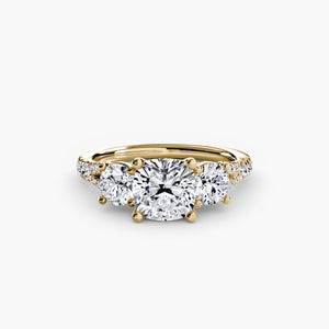 Three - Stone with Pavé Band 3 - The Independent CollectiveThree - Stone with Pavé Band 3 