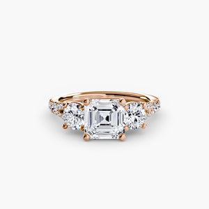 Three - Stone with Pavé Band 3 - The Independent CollectiveThree - Stone with Pavé Band 3 