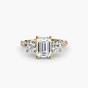 Three - Stone with Pavé Band 3 - The Independent CollectiveThree - Stone with Pavé Band 3 
