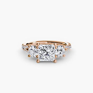 Three - Stone with Pavé Band 3 - The Independent CollectiveThree - Stone with Pavé Band 3 