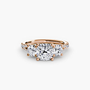 Three - Stone with Pavé Band 3 - The Independent CollectiveThree - Stone with Pavé Band 3 