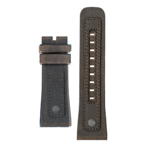 Brown leather with brown stitching and metal inserts :Q2/03 - The Independent Collective